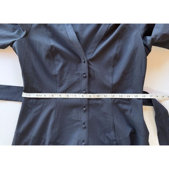 NWOT Cinq a Sept Kyla Long Sleeve Belted Midi Button Down Shirt Dress in Navy 10 - Picture 15 of 16
